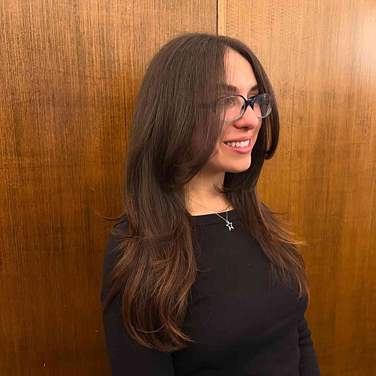 Long Layered Brunette Hair with Face-Framing Layers