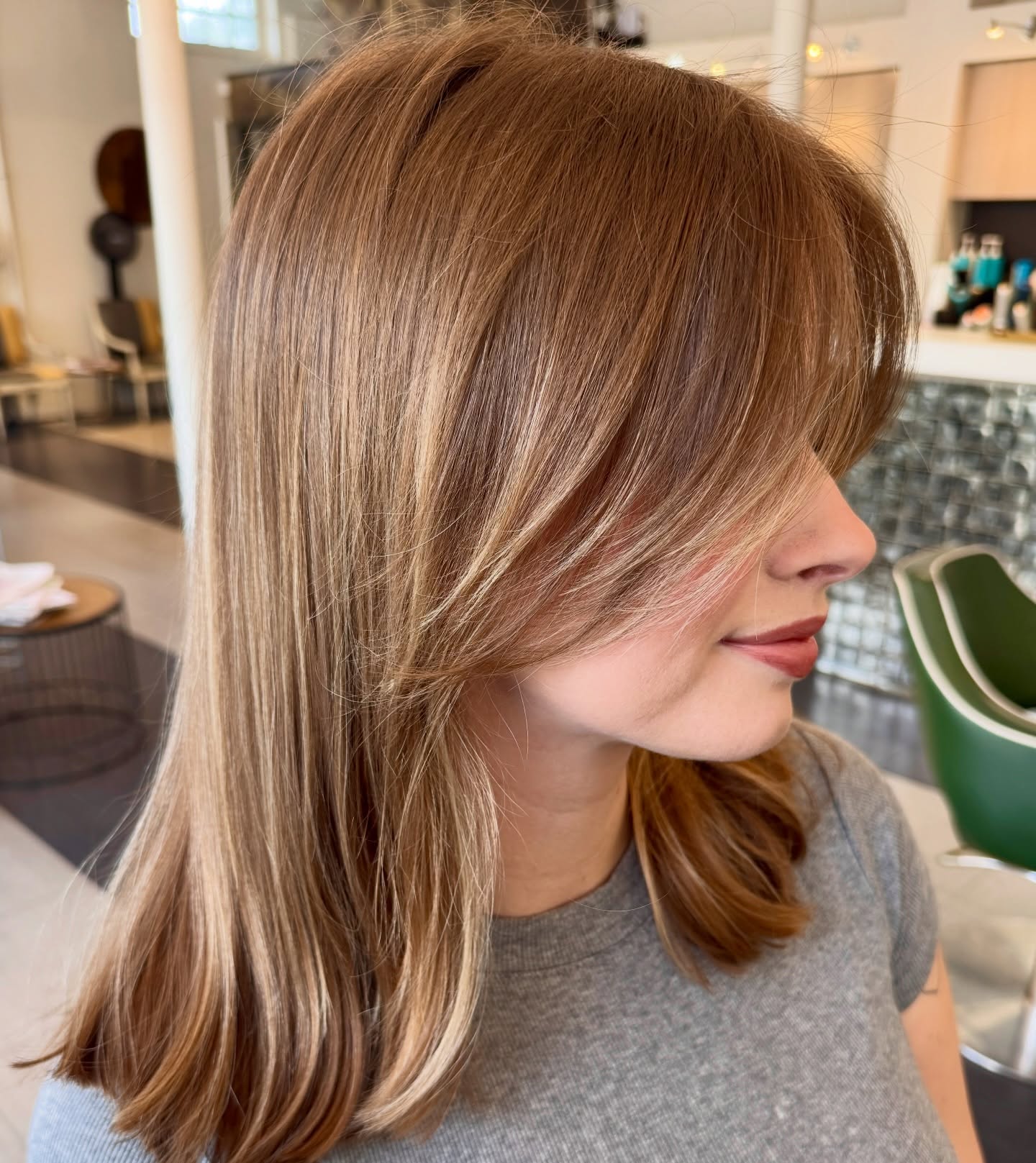 Long Layered Cut with Slide-Cut Curtain Fringe and Subtle Babylights