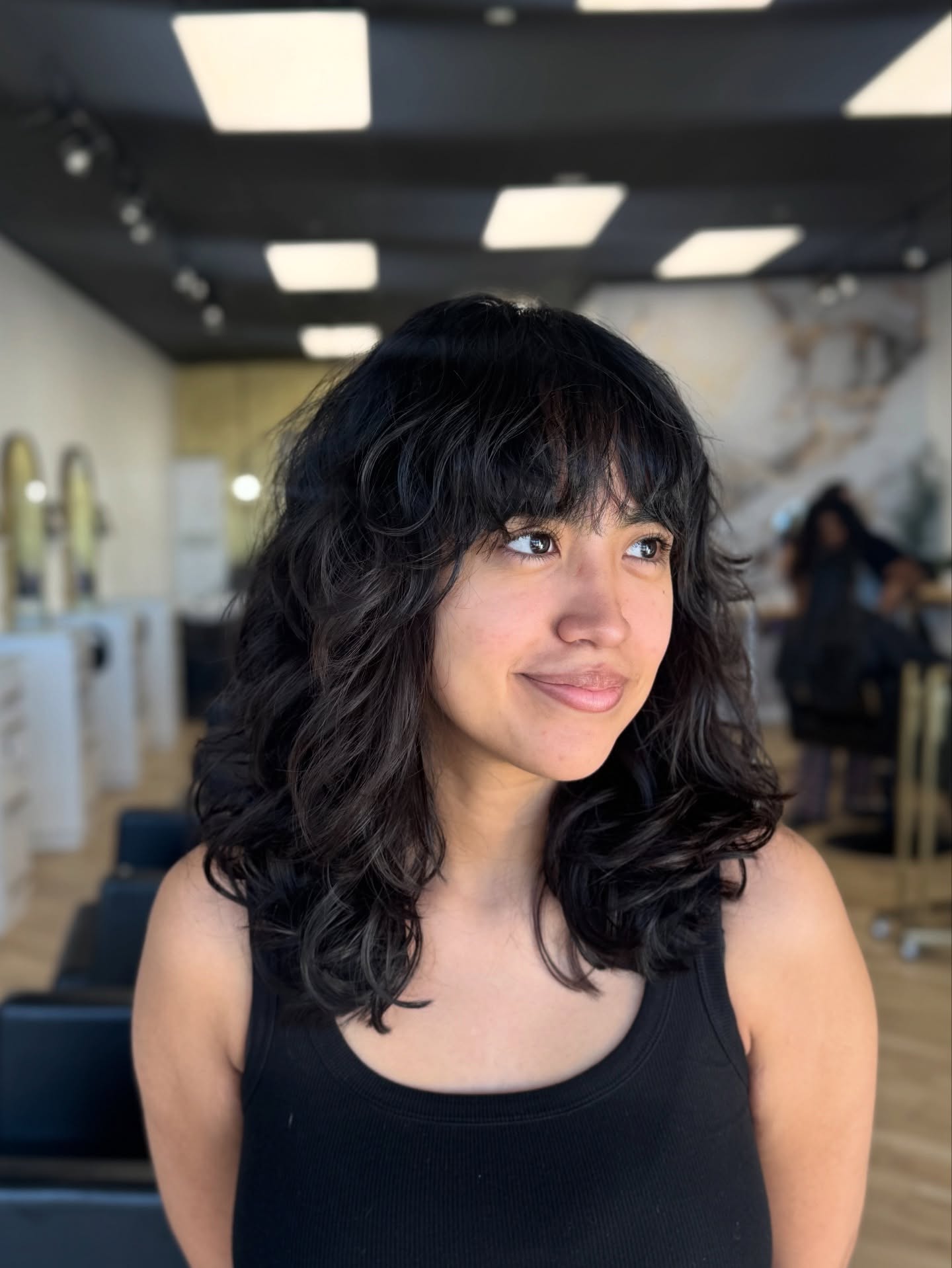 Piecey Shoulder Shag with Heavy Textured Bangs