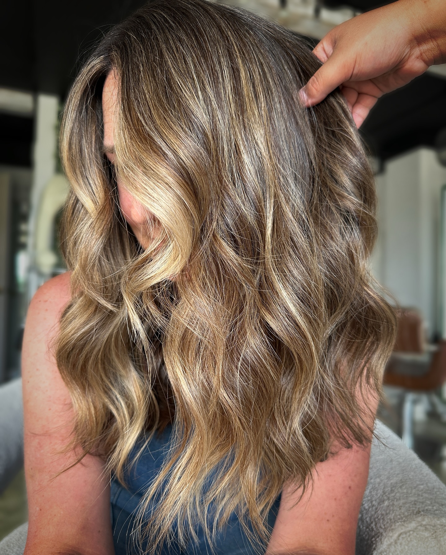Root-Melt Brunette Balayage with Long Face-Framing Layers