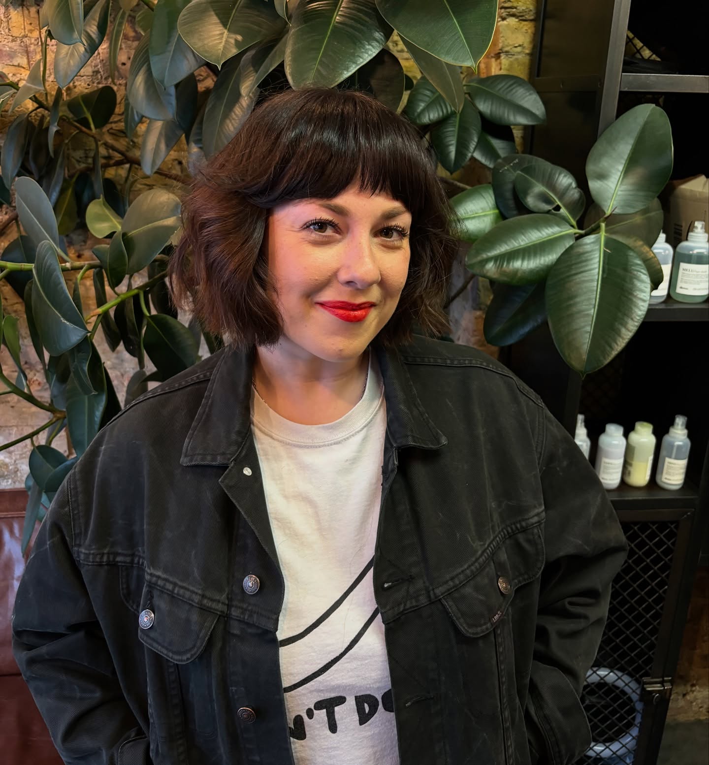 Ruffled Chin-Length Bob with Soft Blunt Mini-Bangs