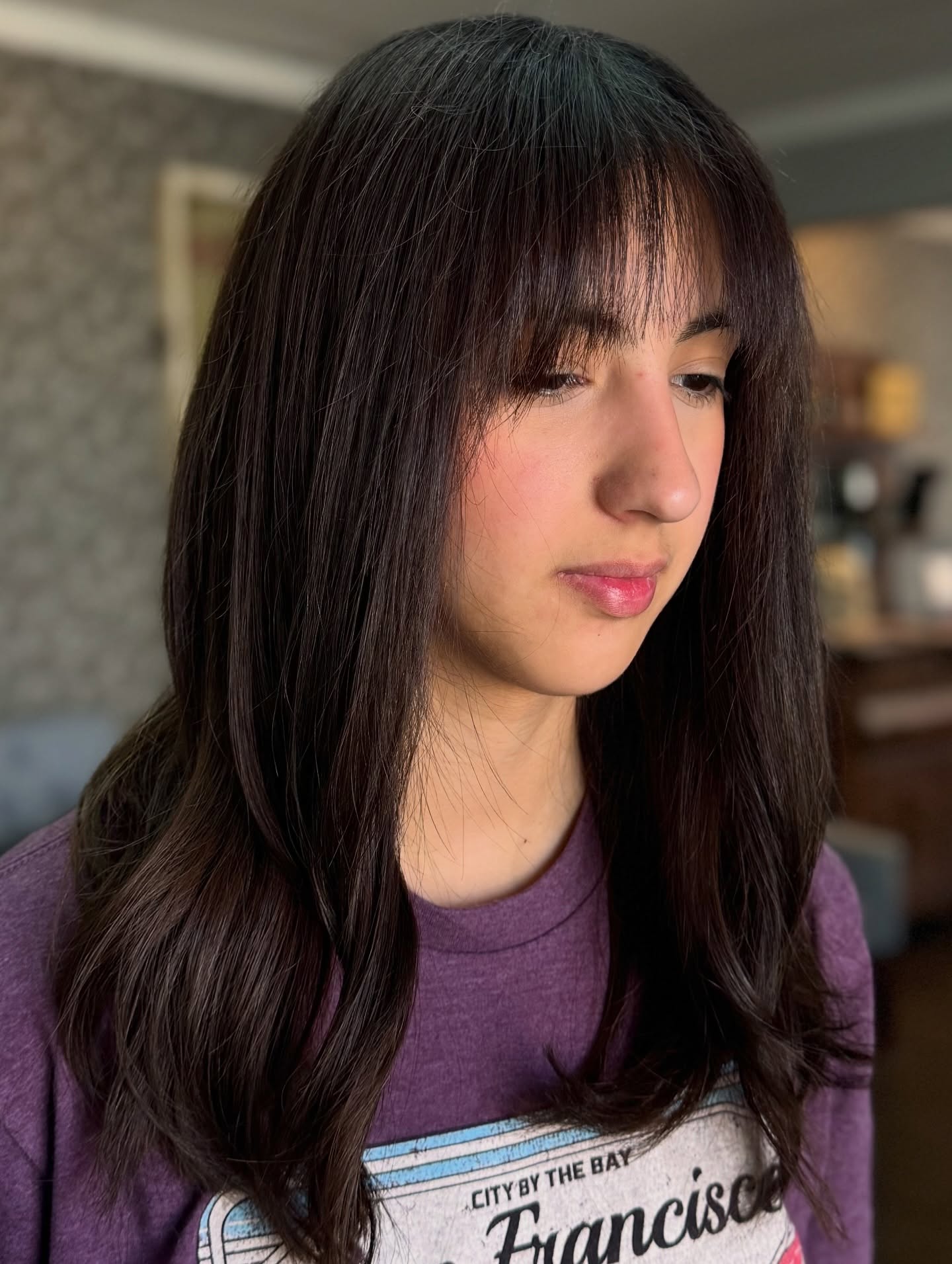 Sleek Mid-Length Cut with Wispy Blended Fringe