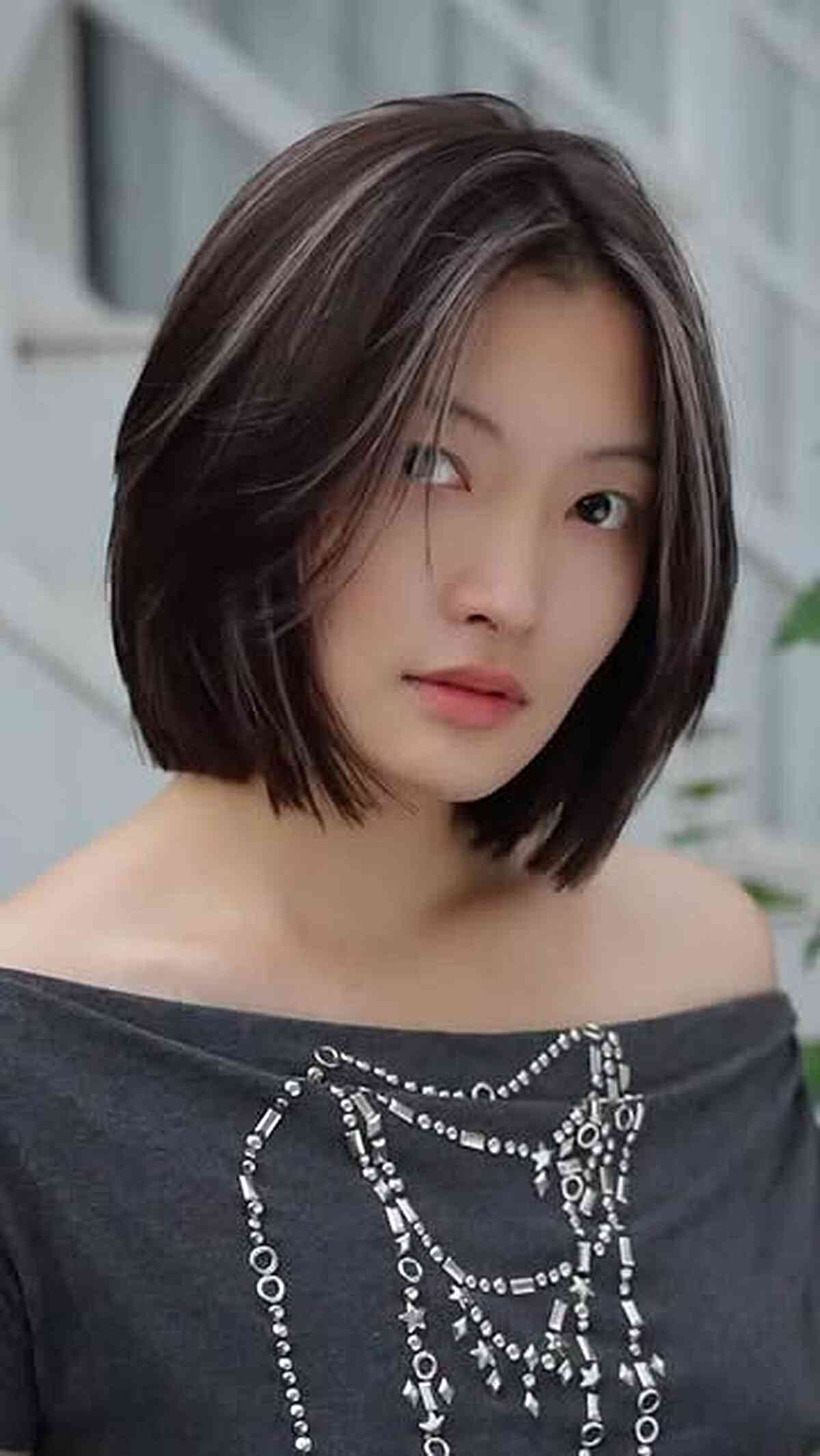 Soft Layered Midnight Brown Bob
