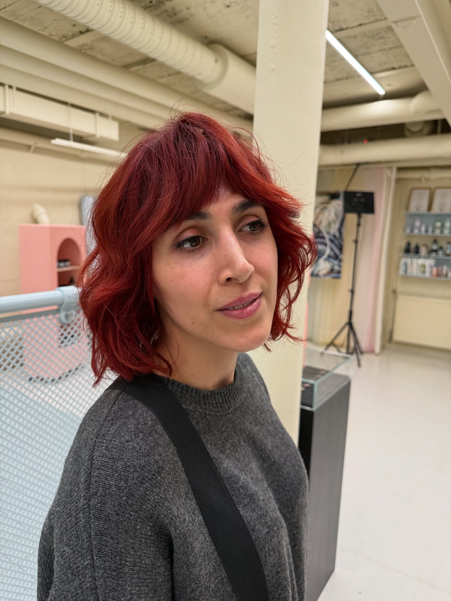 Textured Red Shag with Soft Micro-Bangs