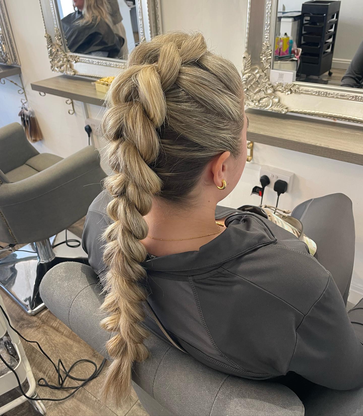Bold Dutch Pancake Braid with Root Shadow and Ash-Blonde Balayage