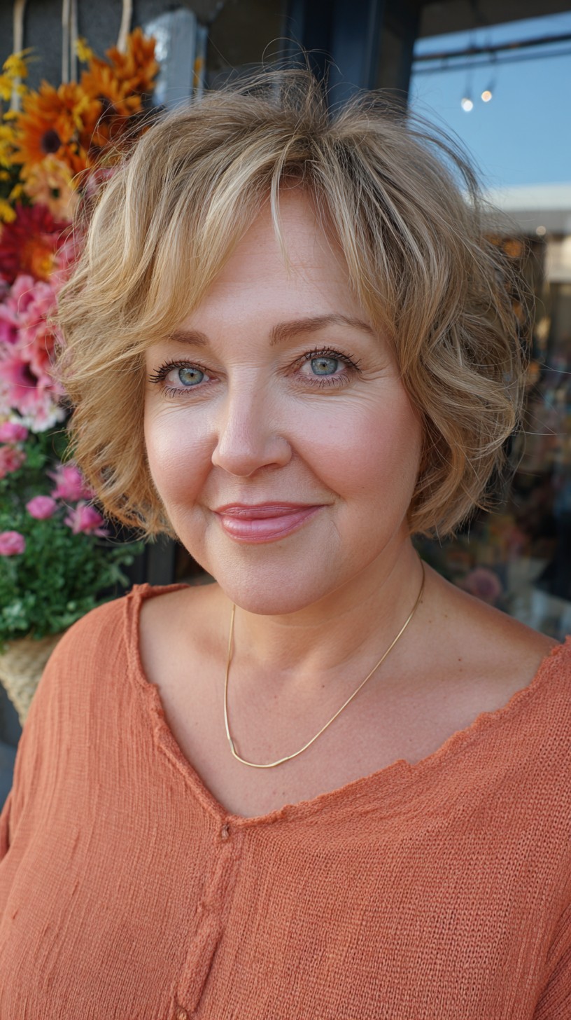 Chin-Length Feathered Blonde Shag with Airy Curtain Fringe