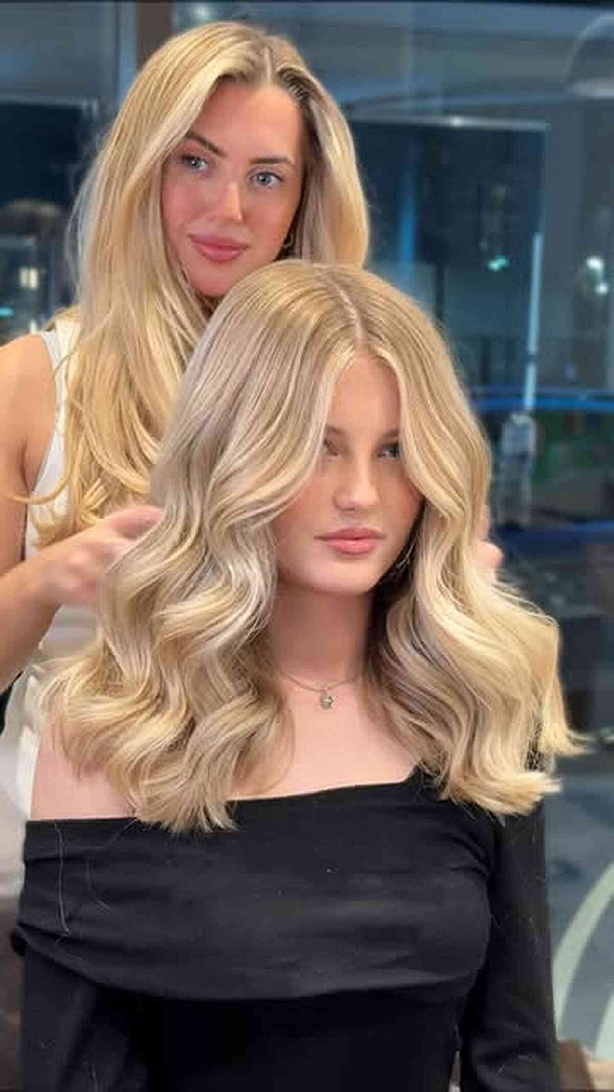 Creamy Champagne Layered Glam Waves