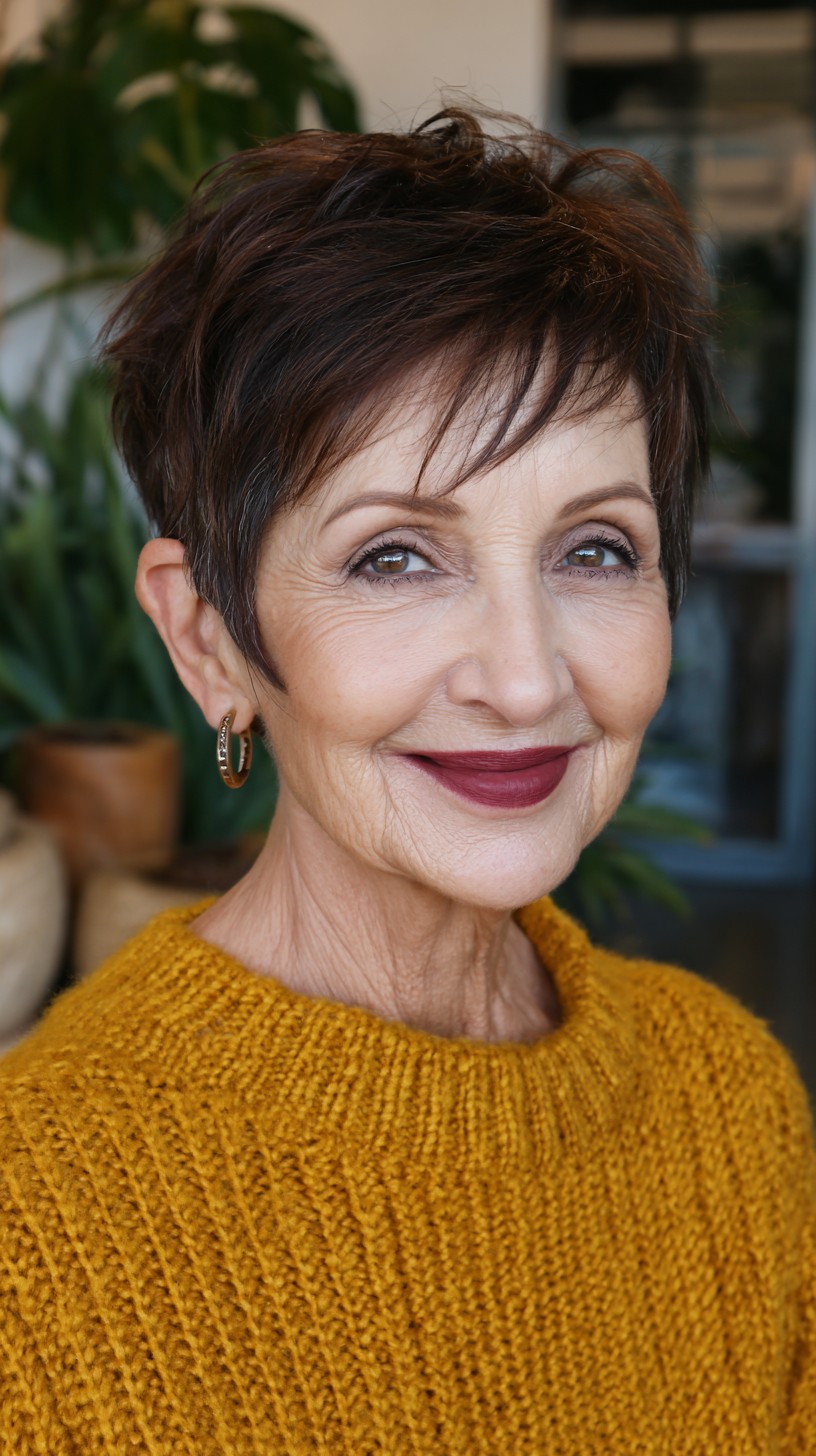 Short Textured Pixie with Wispy Micro-Fringe and Ear-Tuck