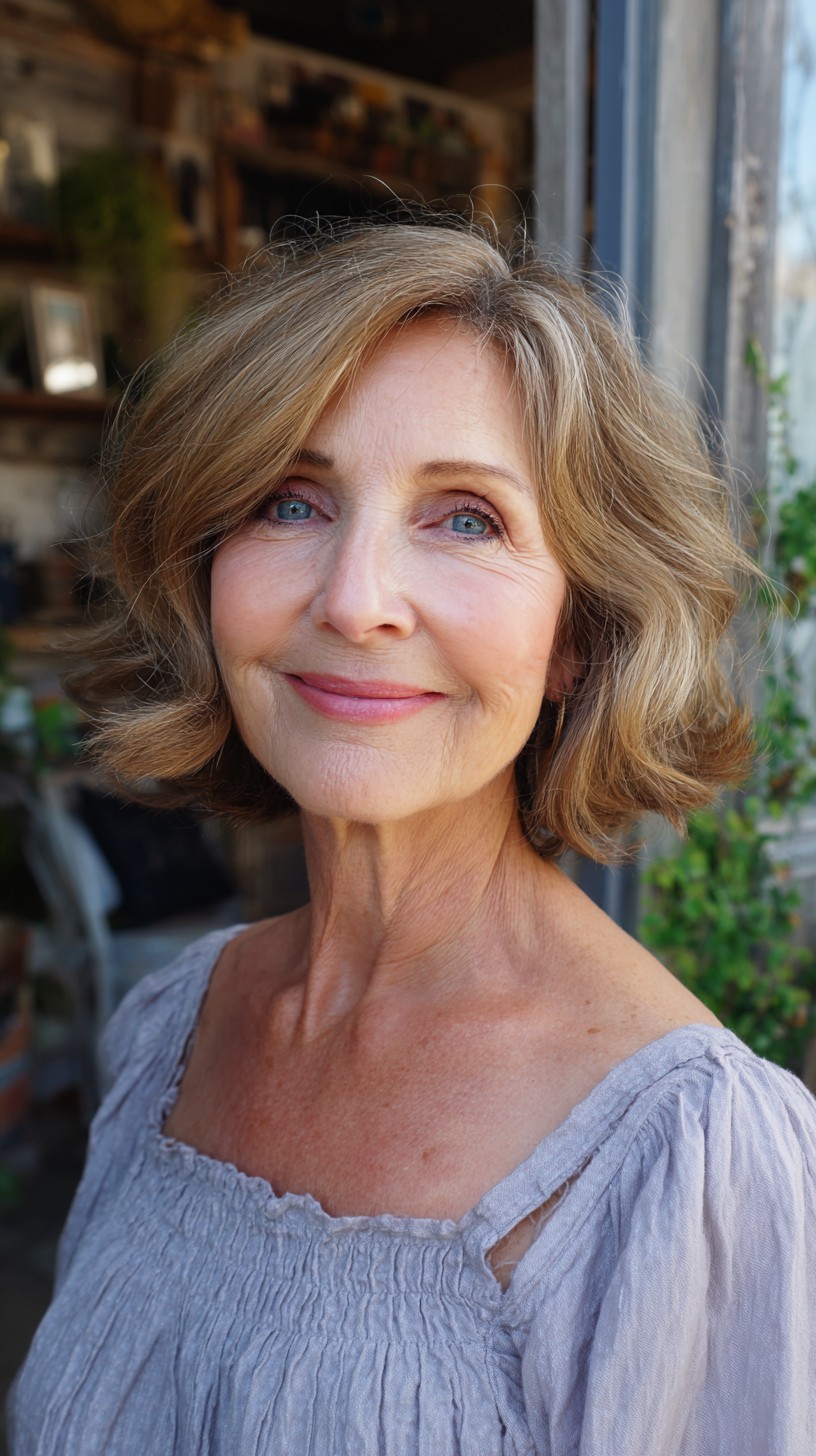 Soft Ash-Blonde Layered Chin-Length Bob