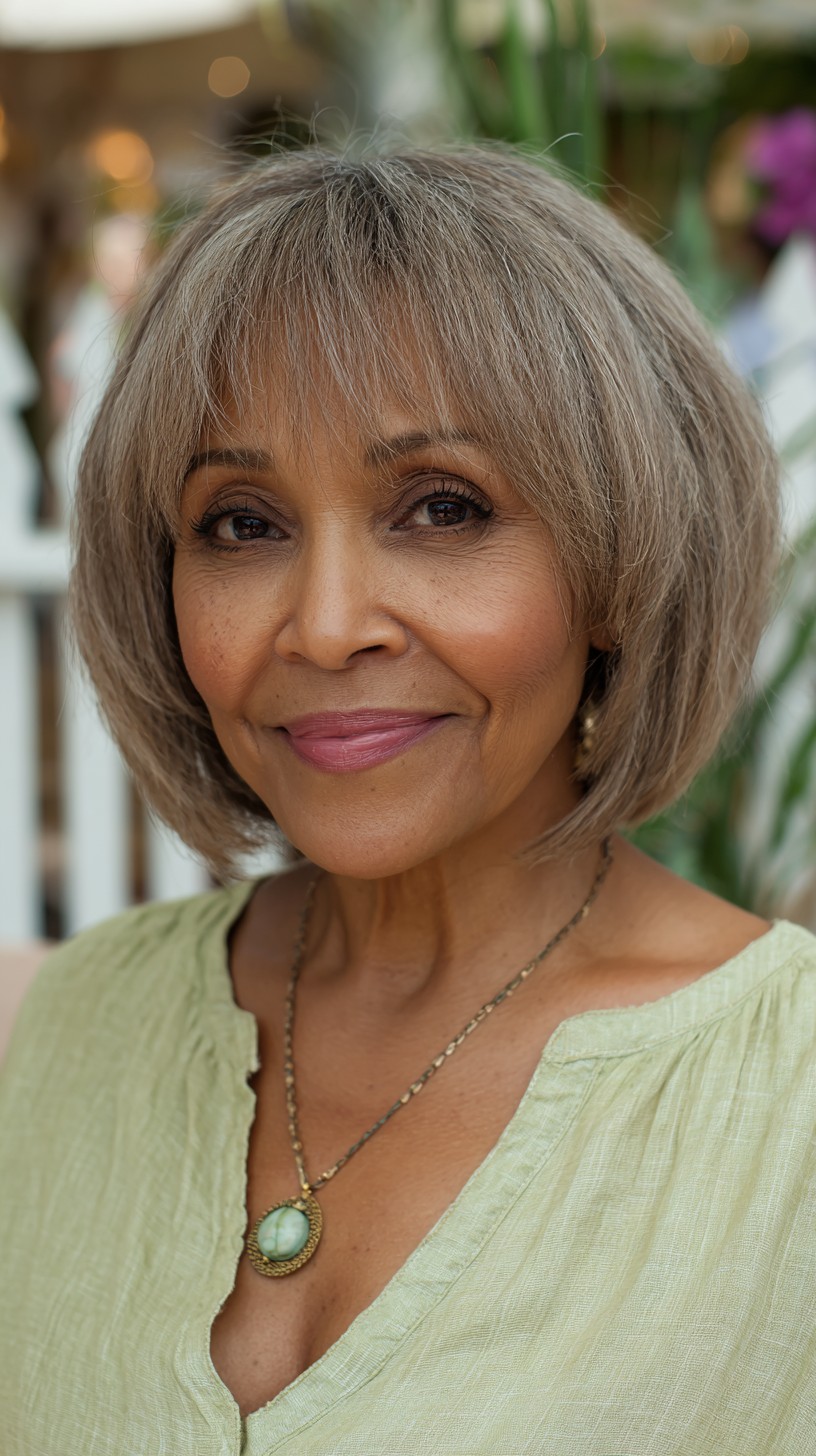 Soft Stacked Chin-Length Bob with Wispy Fringe