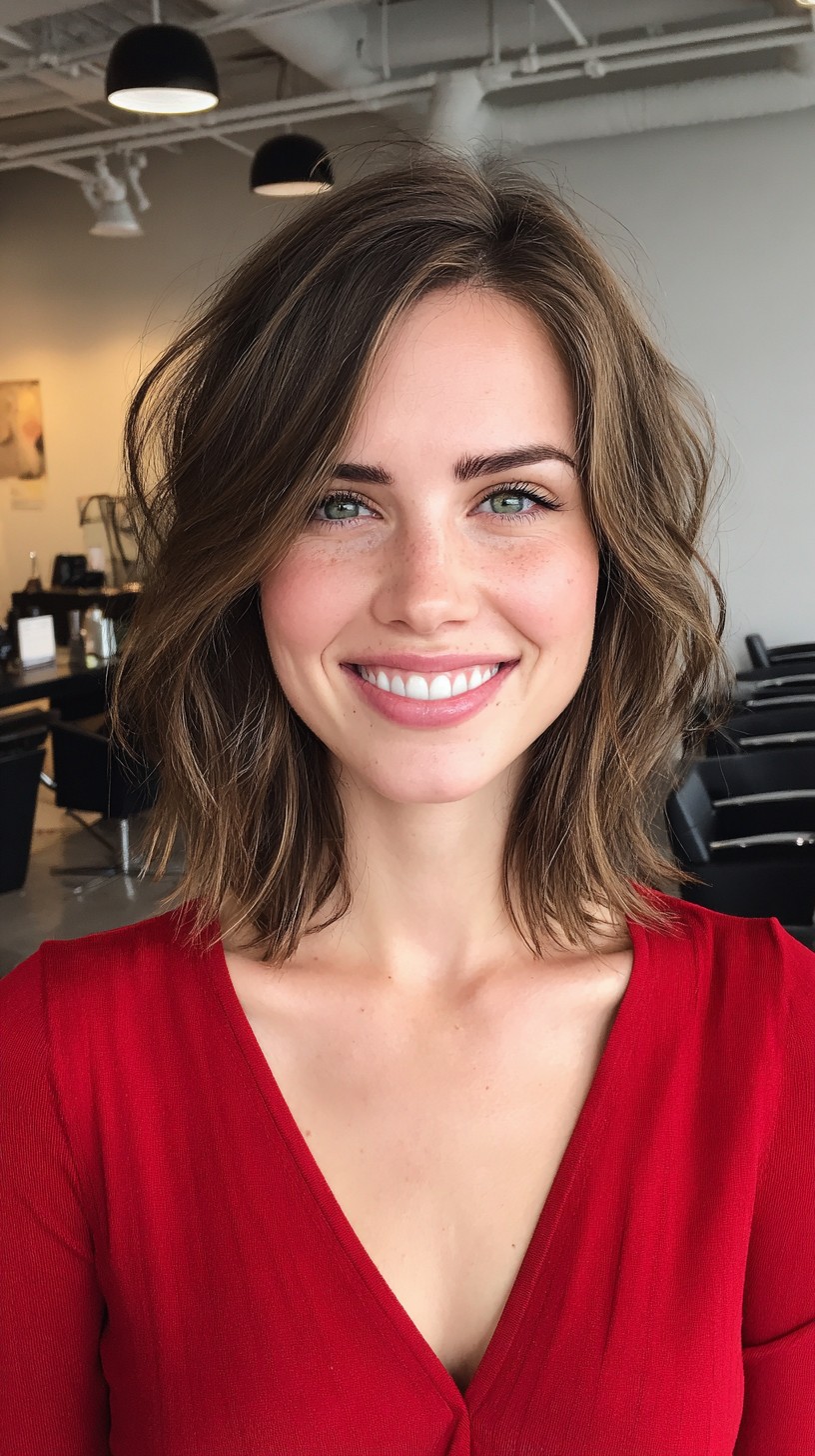 Textured Collarbone Lob with Soft Babylights