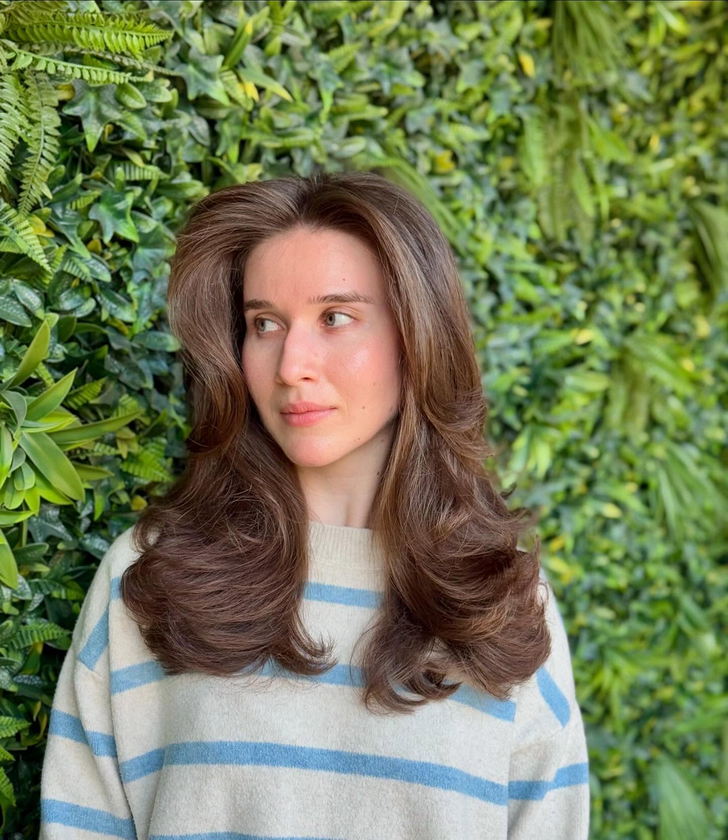 Voluminous Long Layered Blowout with Curtain Frame