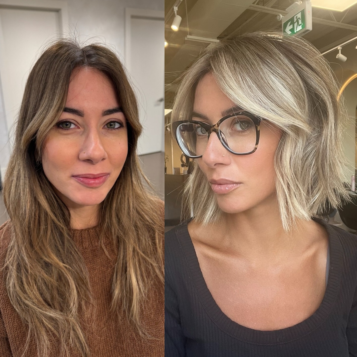 Ash Blonde Textured Chin-Grazing Bob with Feathered Curtain Bangs