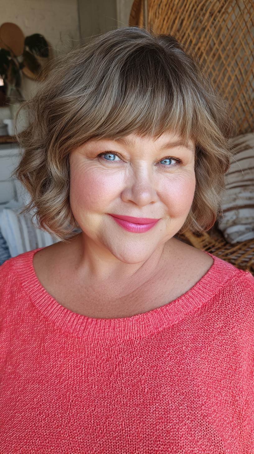 Chin-Grazing French Bob with Feathered Micro Fringe and Ash-Beige Babylights