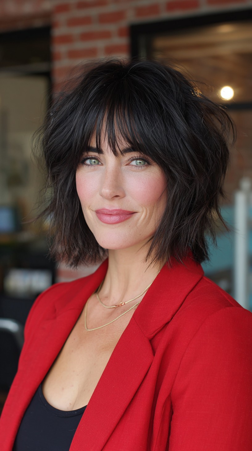Chin-Length Textured Shag with Wispy Micro-Bangs