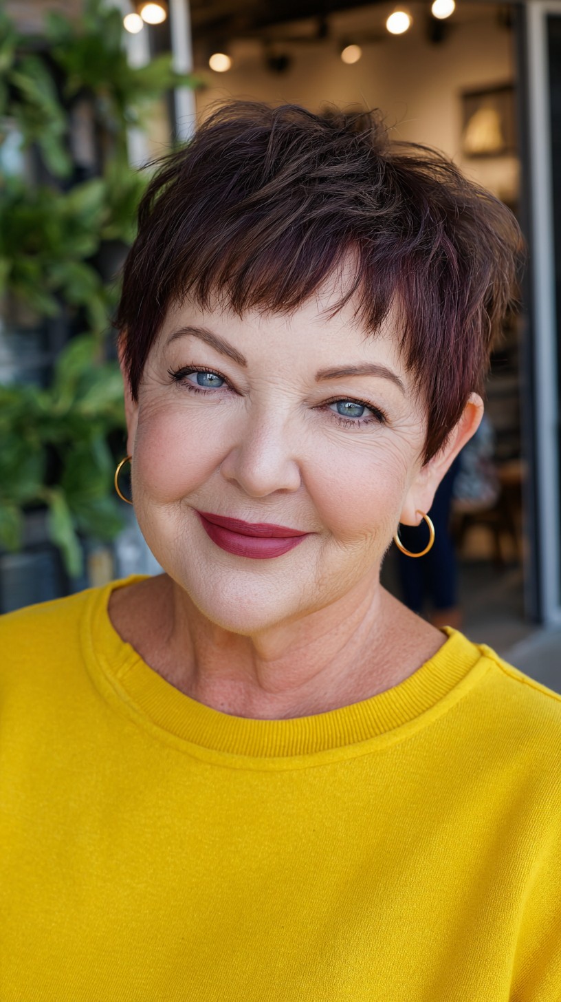 Choppy Micro-Bang Pixie with Textured Crown and Soft Temple Taper