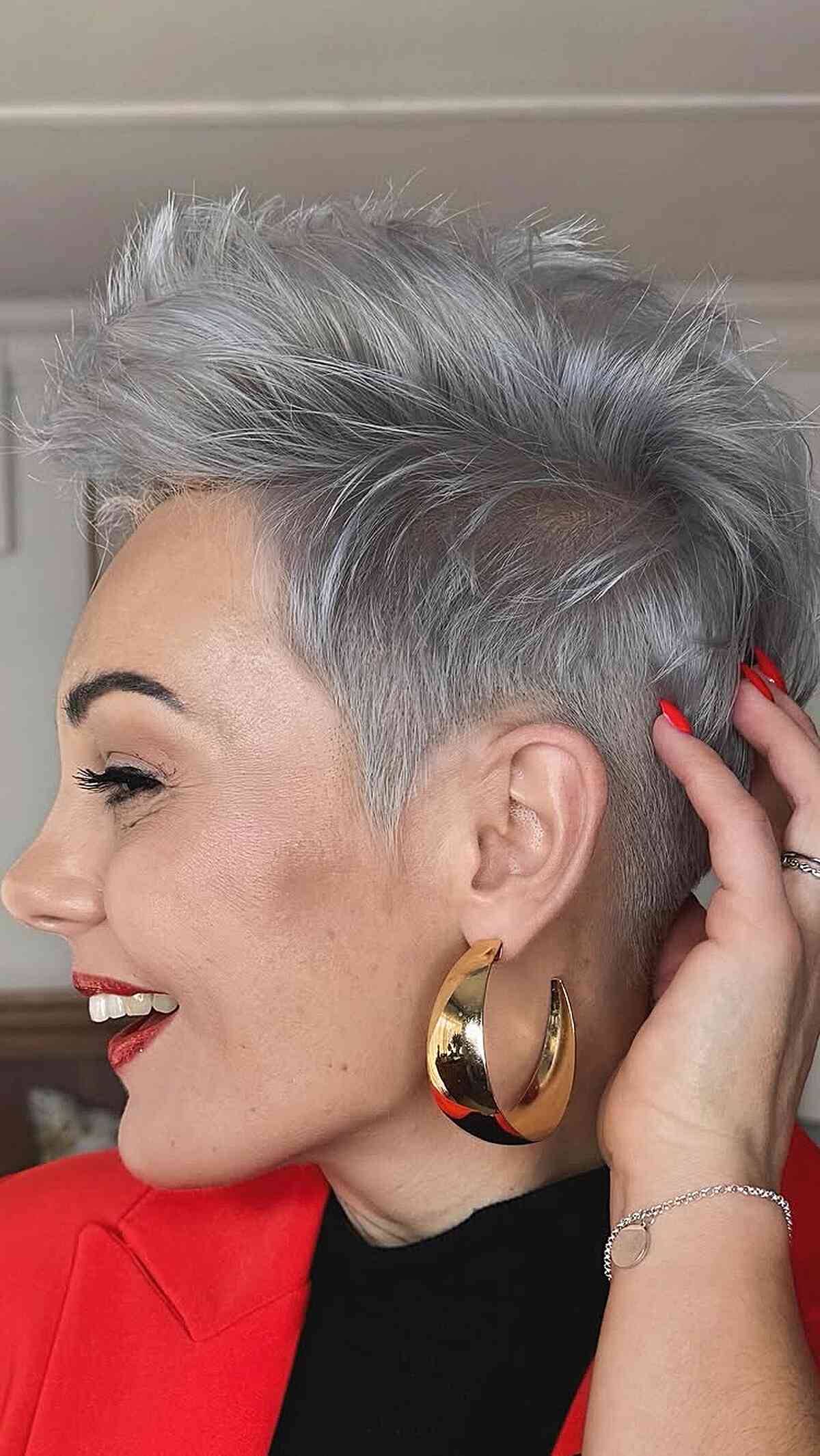 Luminous Silver Textured Power Pixie