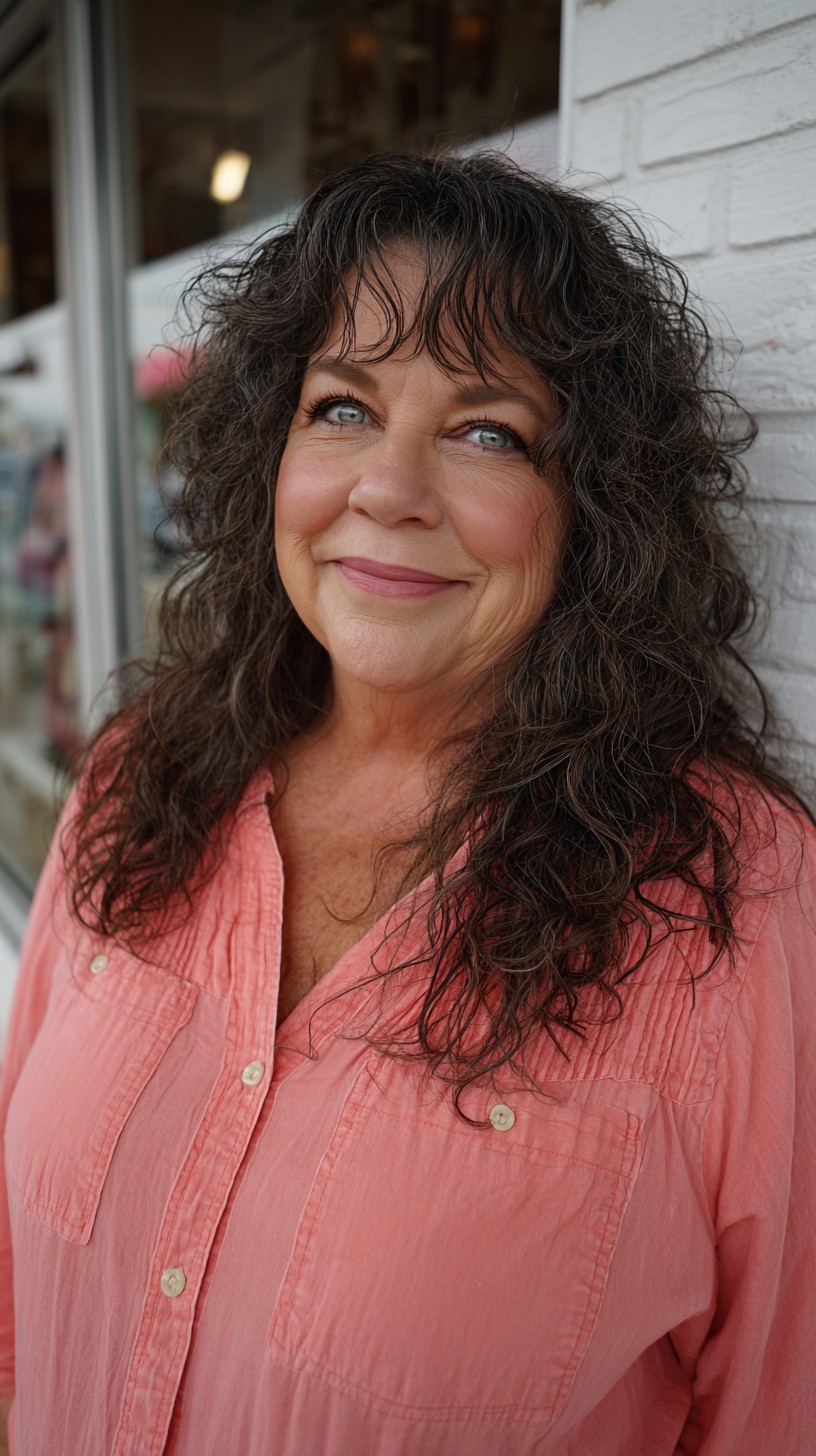 Natural Salt-and-Pepper Layered Wolf Cut with Wispy Curtain Fringe