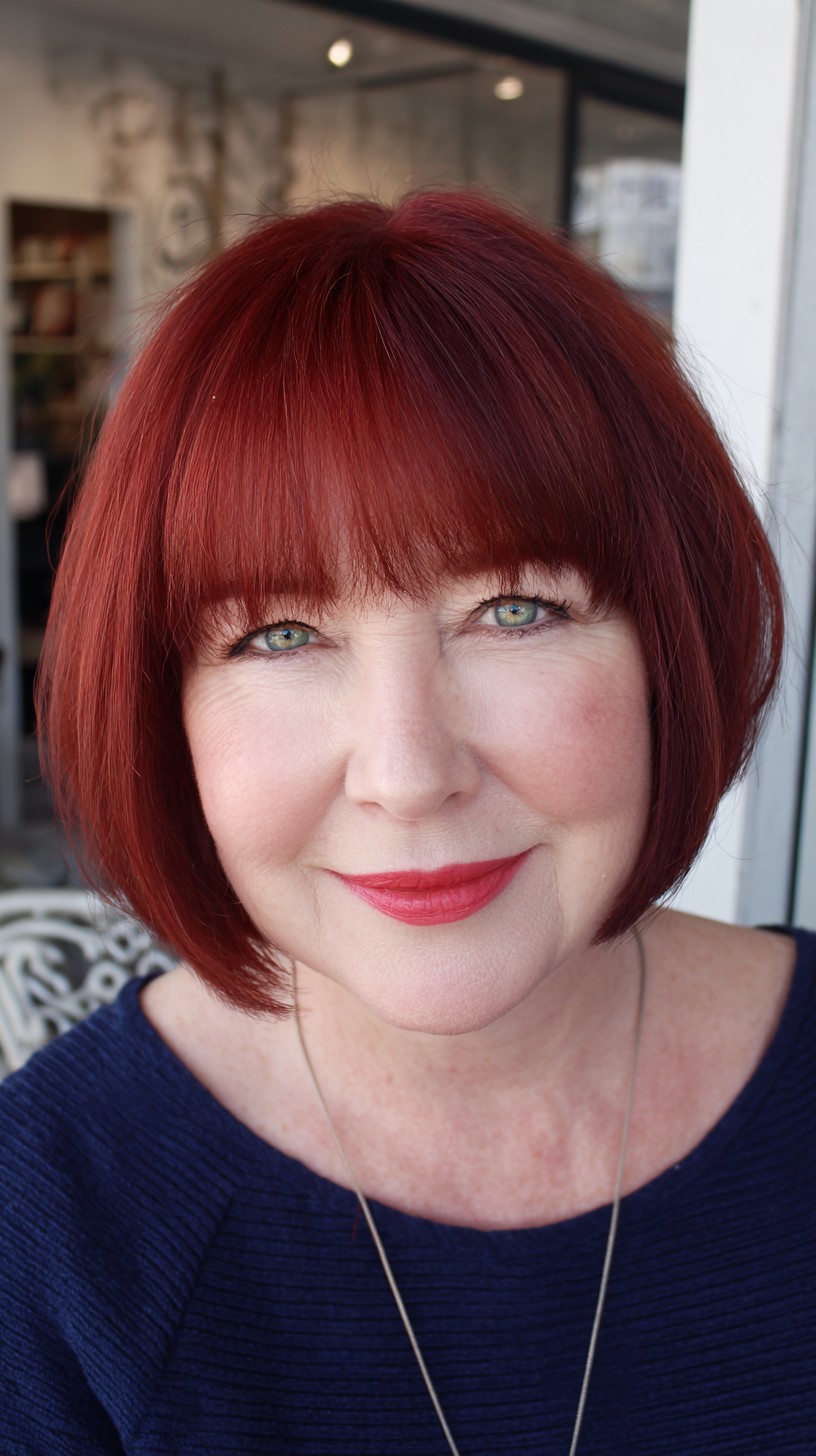 Rounded Chin-Grazing Bob with Soft Micro Fringe and Root Shadow