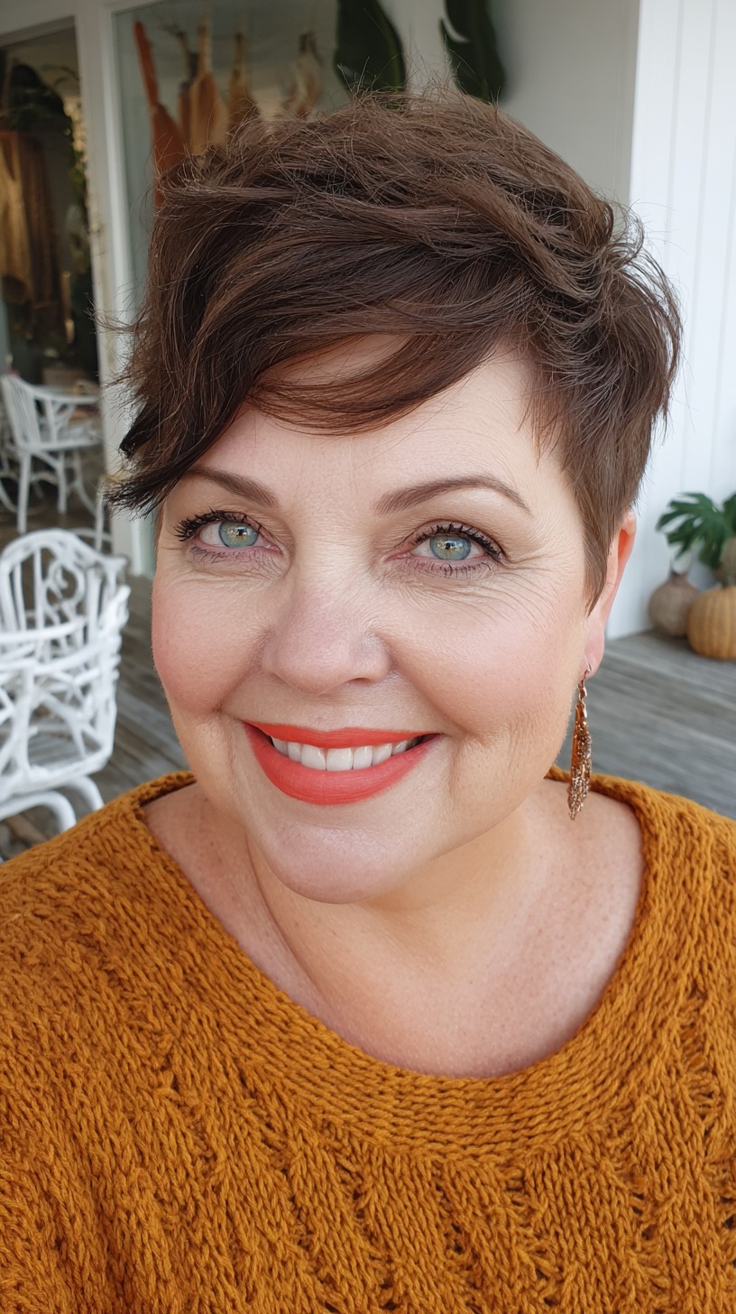 Short Side-Swept Textured Pixie with Soft Temple Taper