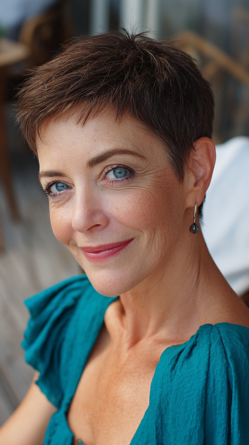 Short Textured Micro-Pixie with Crown Lift
