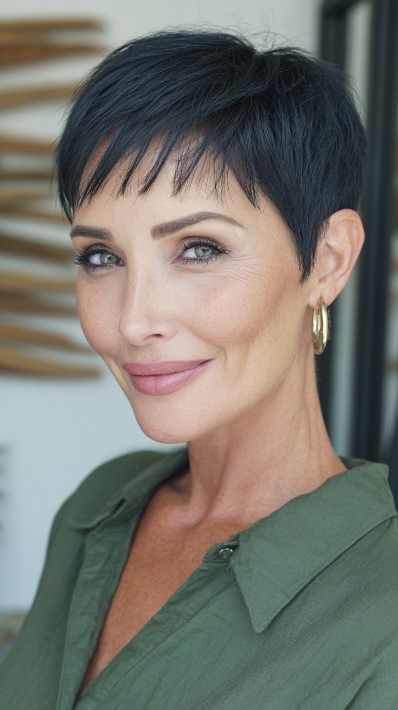 Short Textured Pixie with Jagged Micro-Bangs and Crown Lift