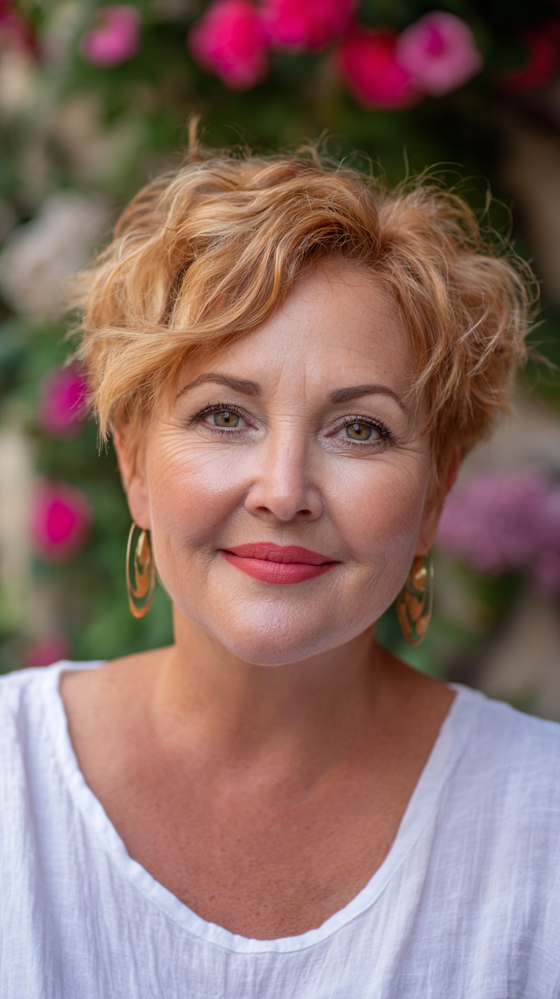 Short Wavy Layered Pixie with Side-Swept Curtain