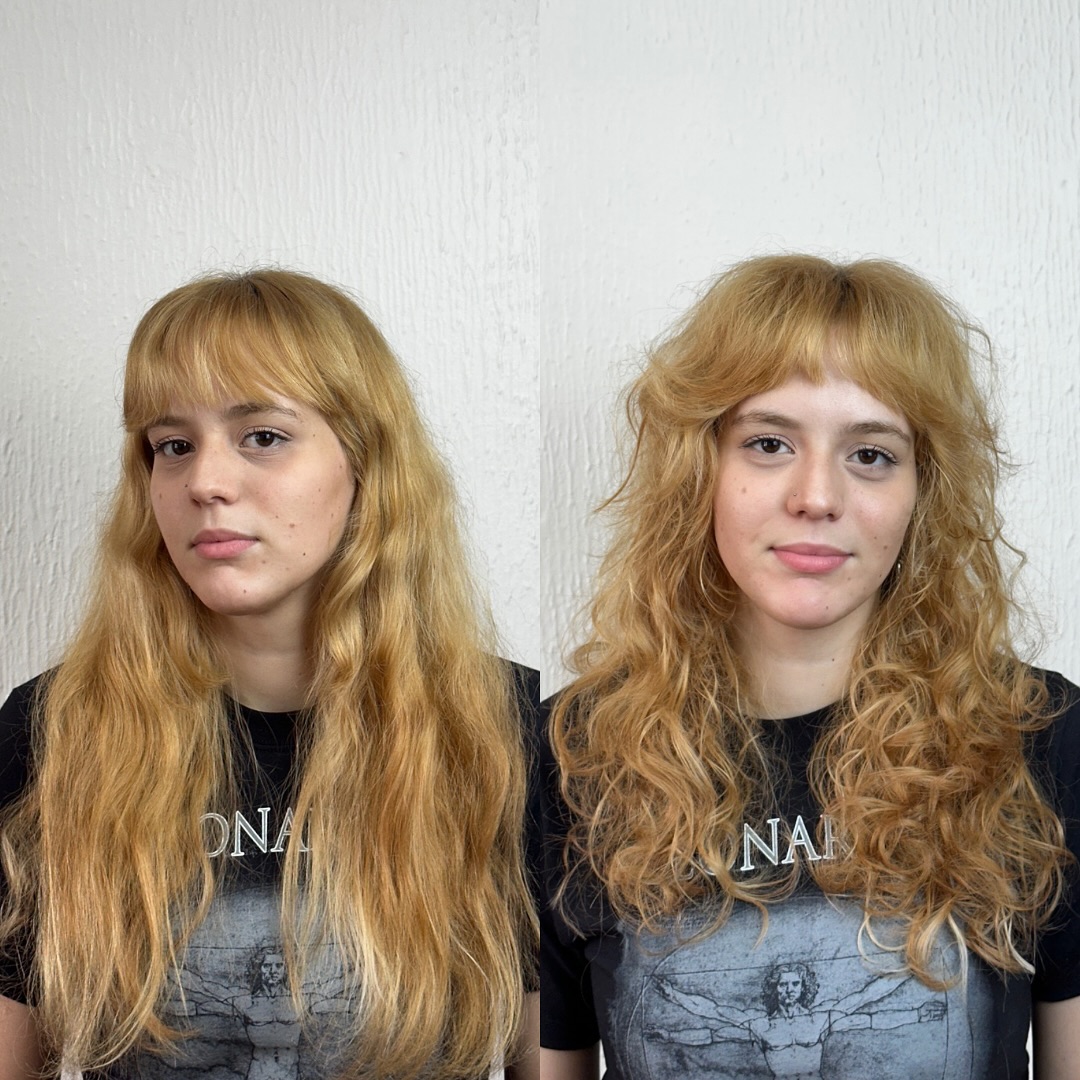 Shoulder-Grazing Layered Cut with Rounded Micro Bangs