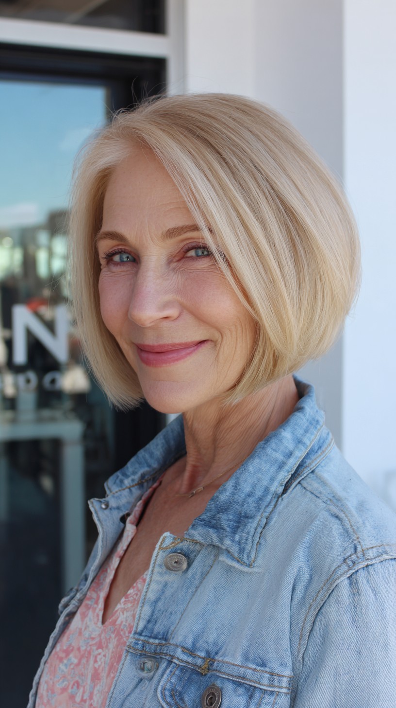 Soft Angled Chin-Length Bob with Subtle Root Shadow