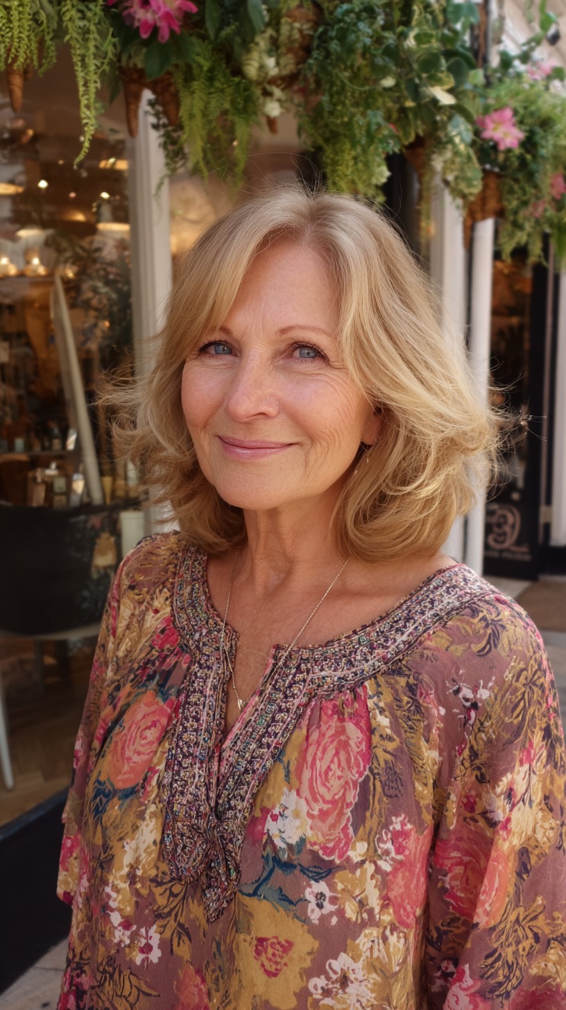 Soft Blonde Mid-Length Cut with Curtain Face-Framing Layers