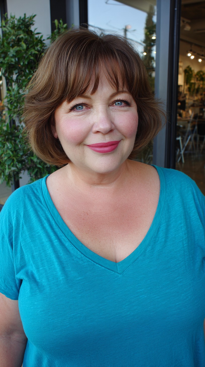 Soft Brushed-Out Short French Bob with Feathered Mini Bangs