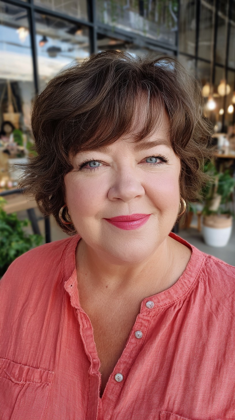 Soft Feathered Jaw-Length Bob with Center Curtain Fringe
