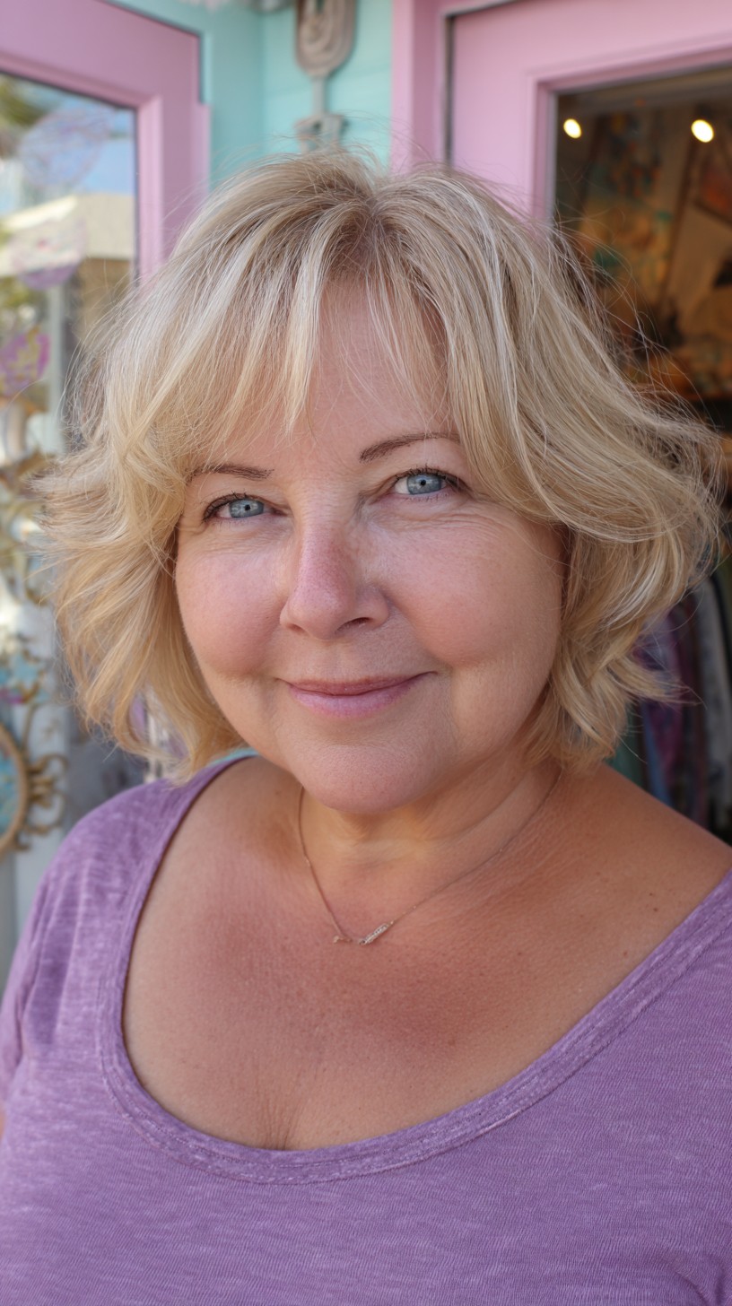 Soft Layered Chin-Length Bob with Feathered Curtain Bangs