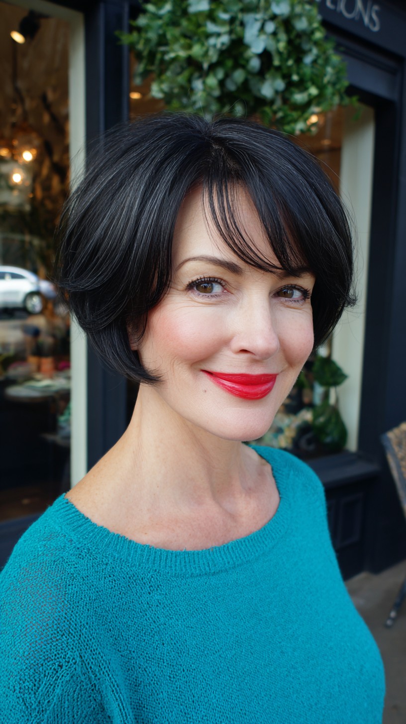 Soft Layered Chin-Length Bob with Wispy Curtain Fringe