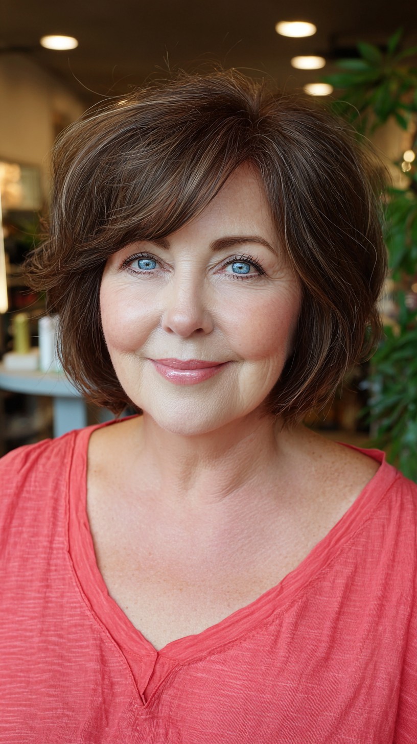 Soft Rounded Layered Chin-Length Bob with Face-Framing Highlights