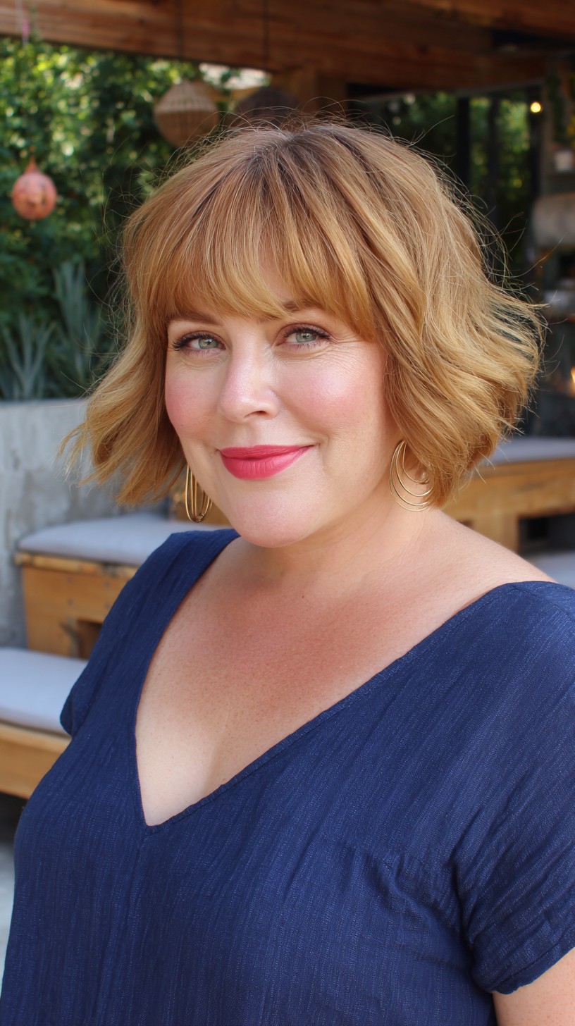 Soft Textured French Bob with Rounded Micro-Bang