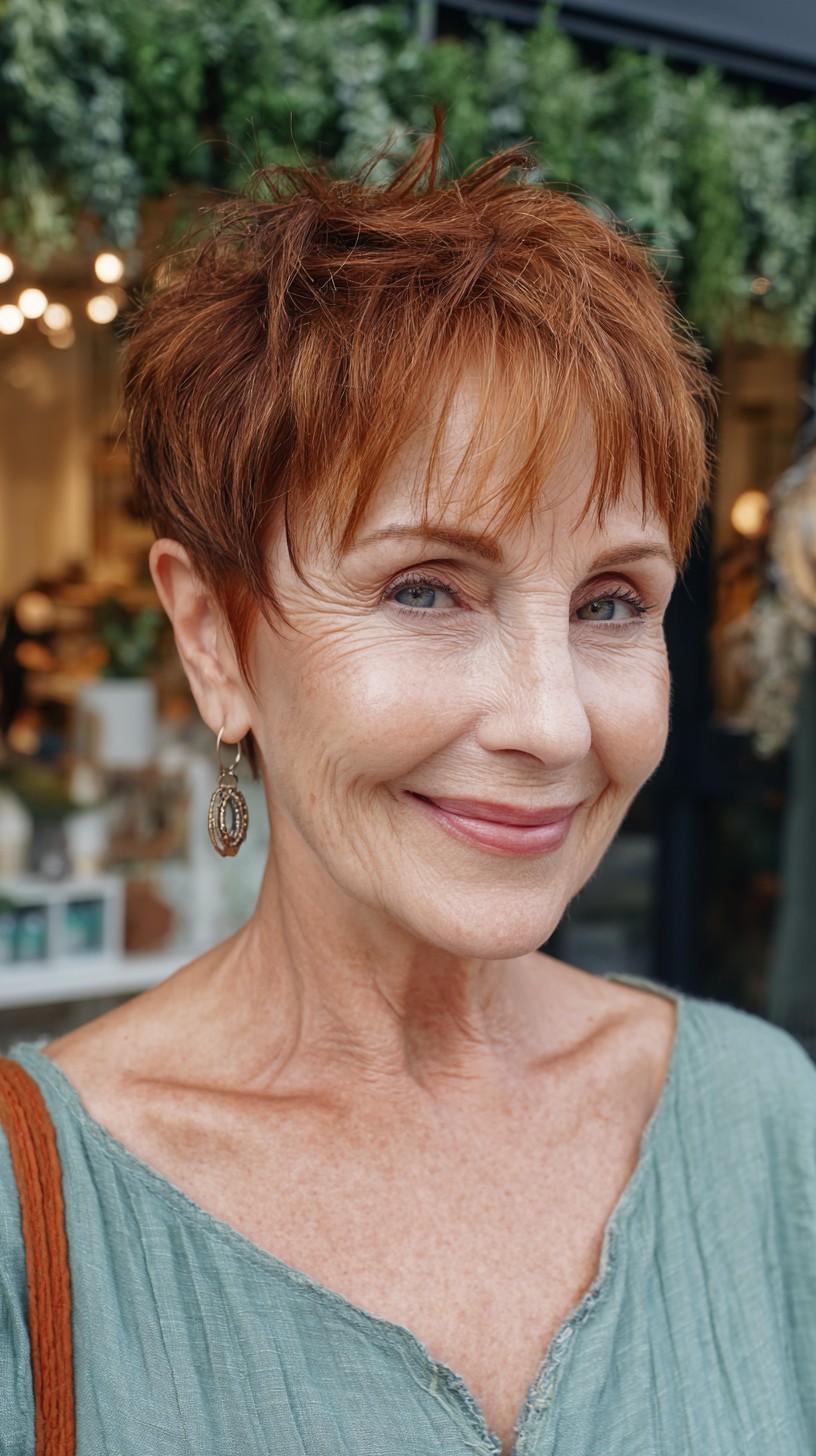 Textured Copper Pixie with Choppy Crown Lift