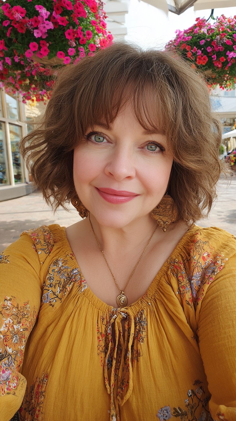 Textured French Bob with Soft Curtain Fringe