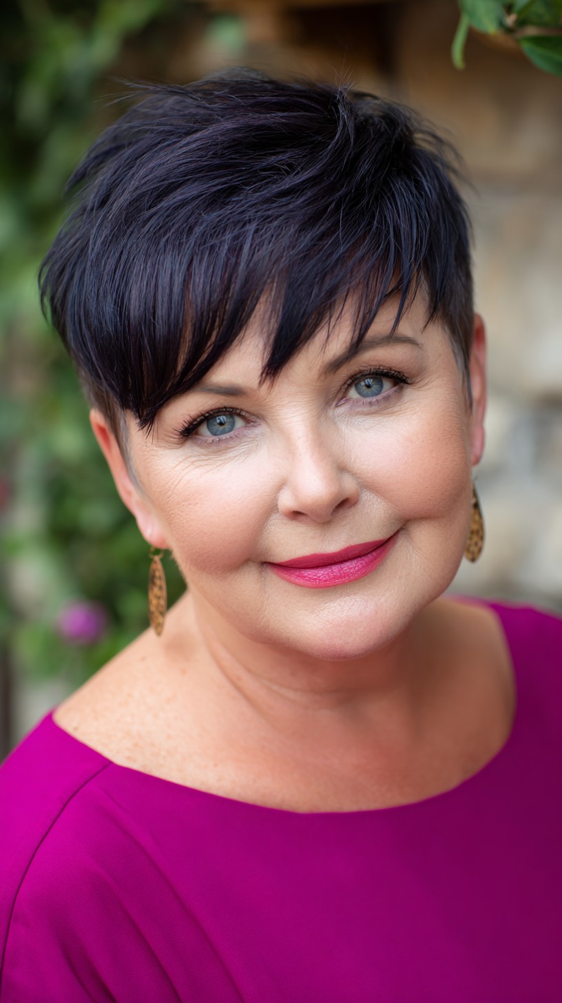 Textured Pixie with Diagonal Micro-Bangs