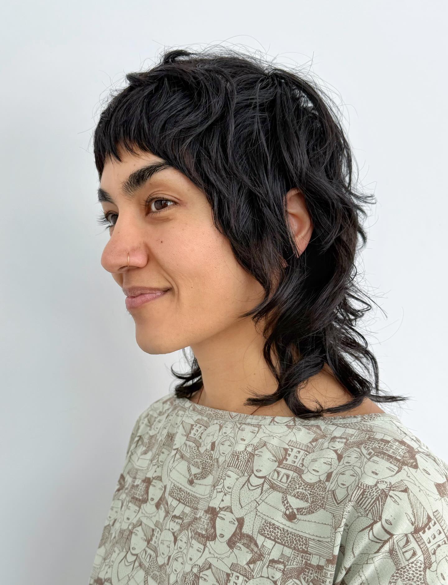 Textured Shag Mullet with Micro Bangs