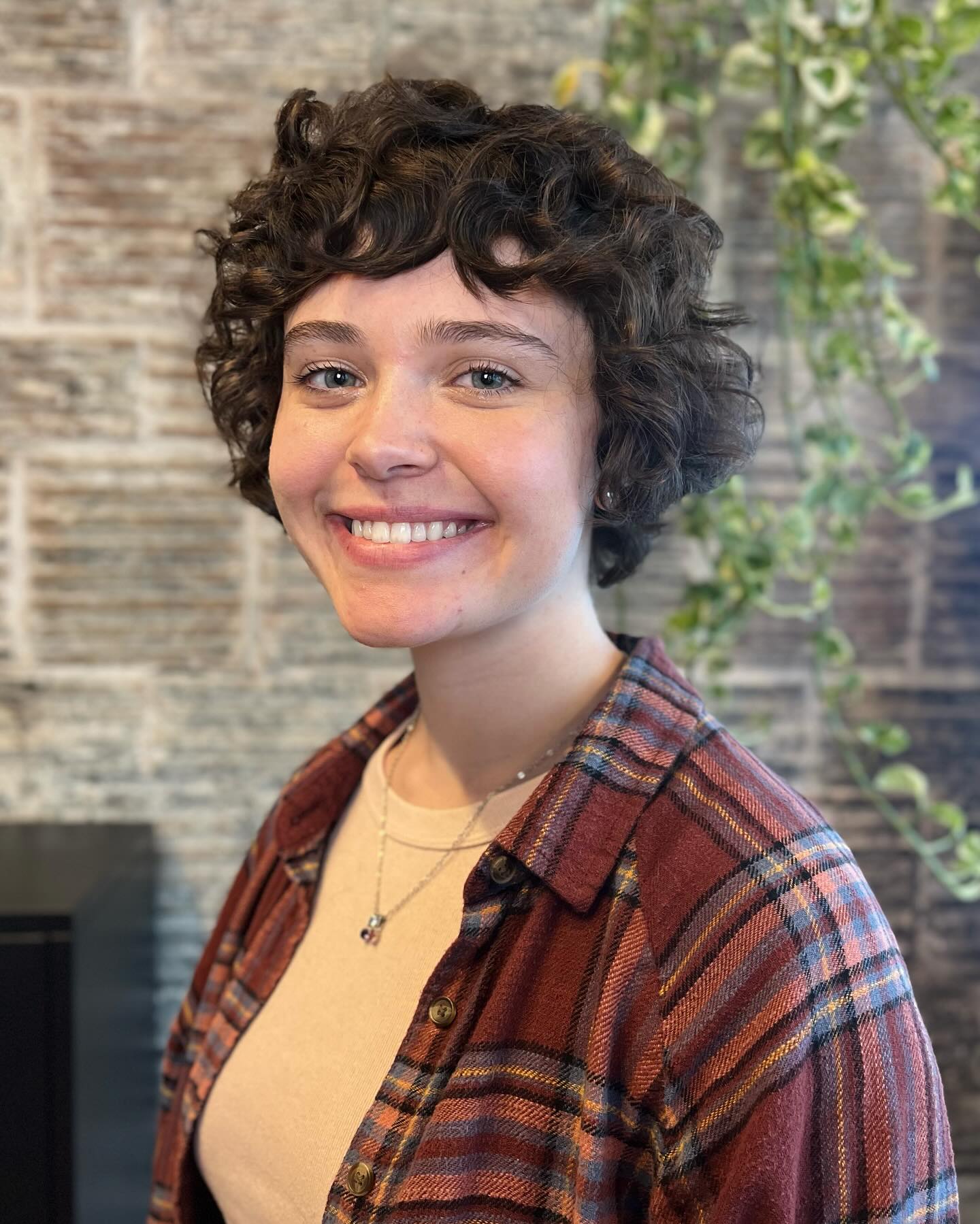 Textured Short Curly Bob with Sculpted Fringe
