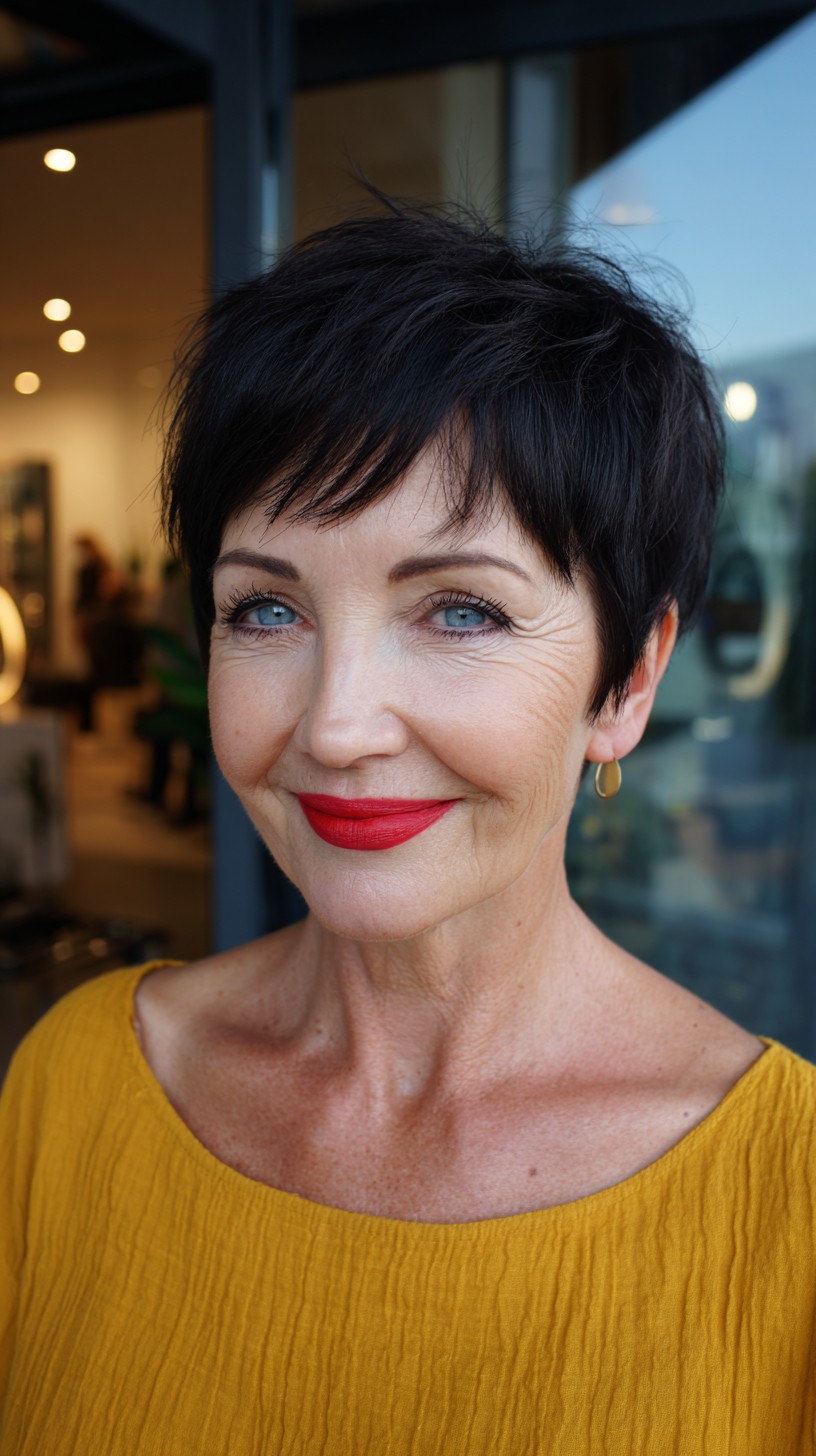 Textured Short Pixie with Micro-Fringe and Crown Whorl