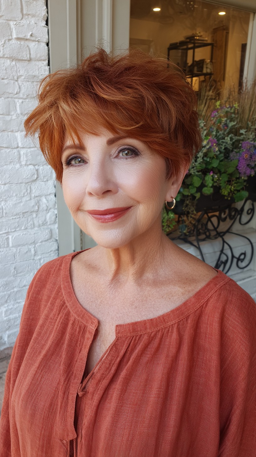 Auburn Airy Pixie with Soft Face-Framing Layers