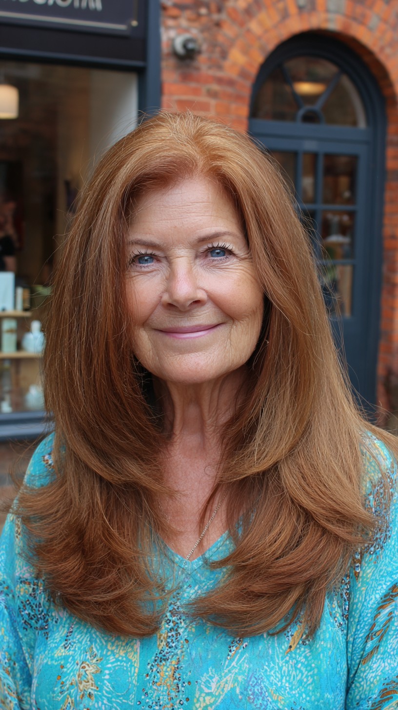 Auburn Long Layers with Rounded Face-Framing Graduation