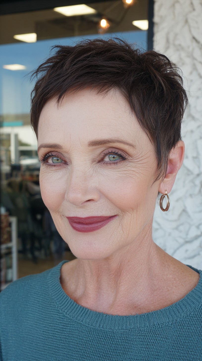 Cropped Textured Pixie with Micro-Bangs and Temple Feathering