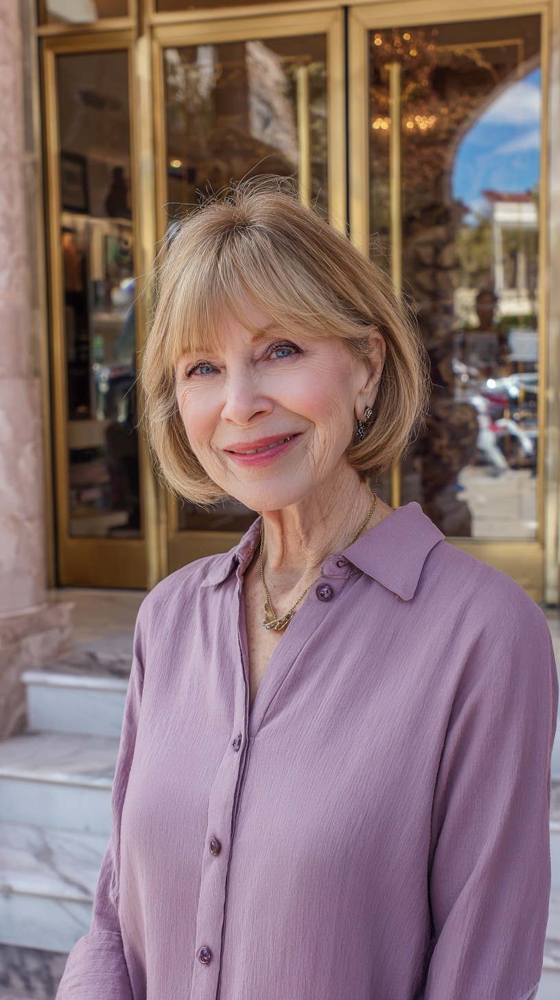 Refined Neck-Length Bob with Blended Fringe and Understated Crown Lift