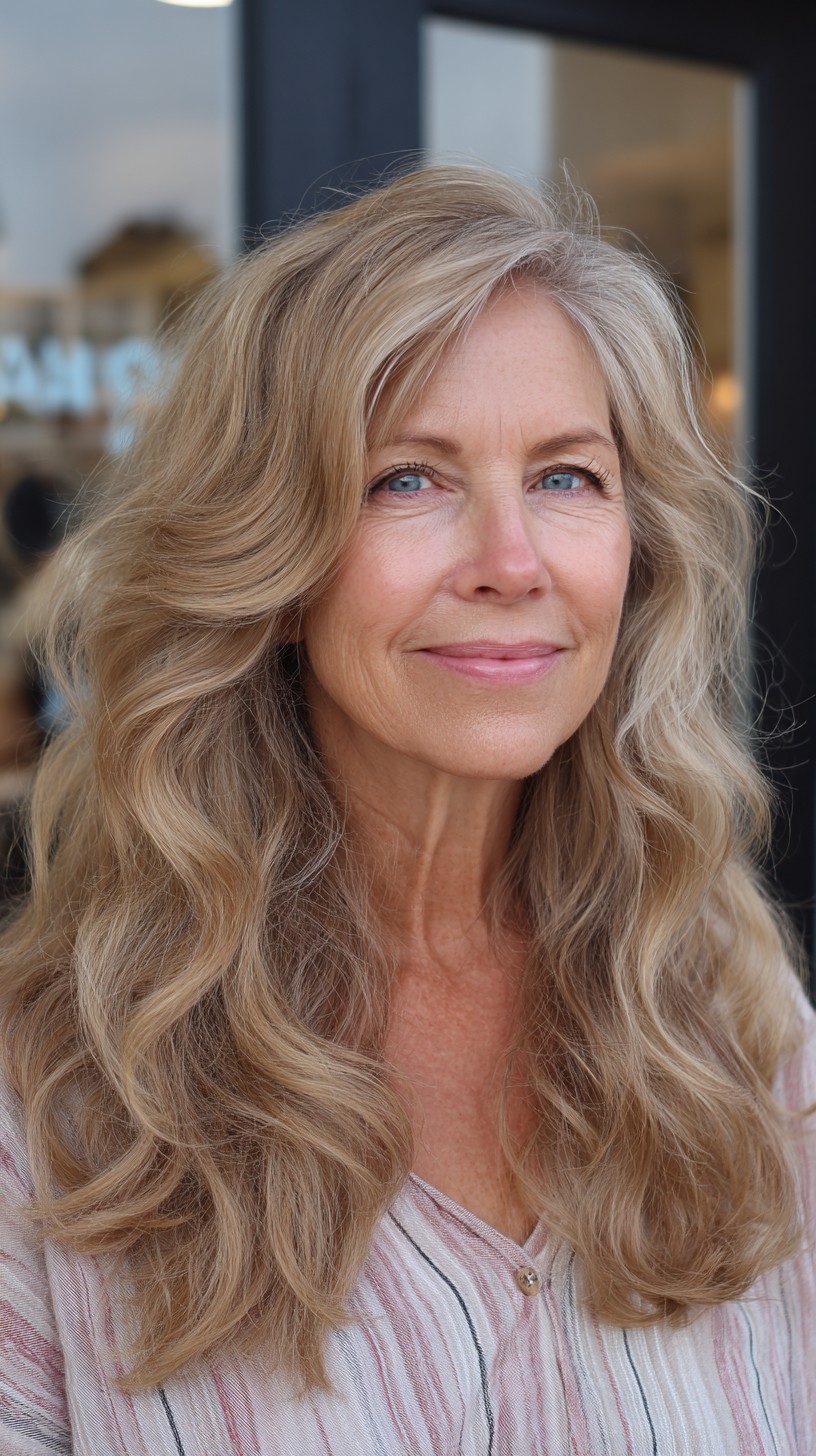 Soft Ash-Blonde Long Layers with Natural Root Blend