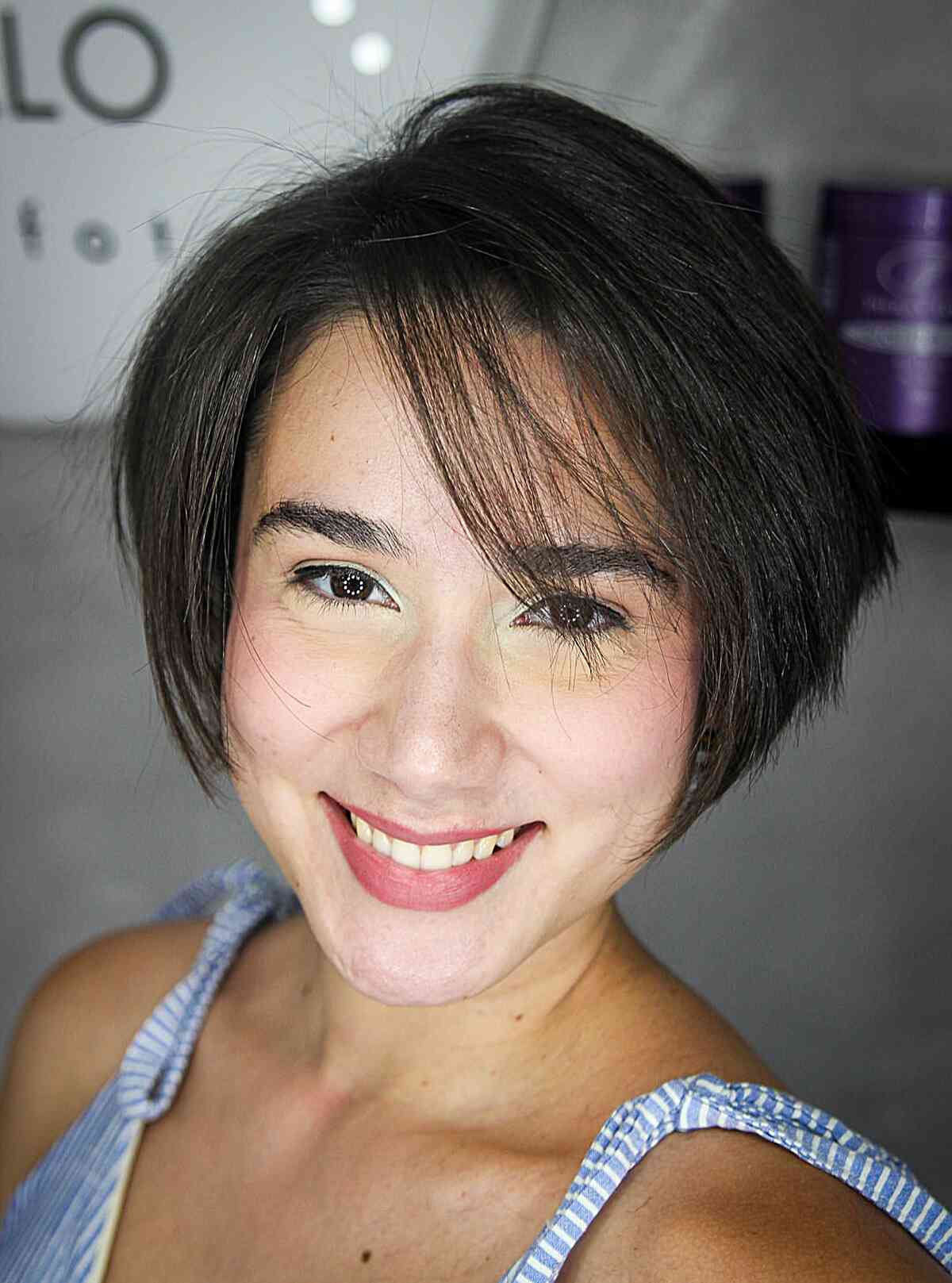 Textured Short Bob with Soft Bangs