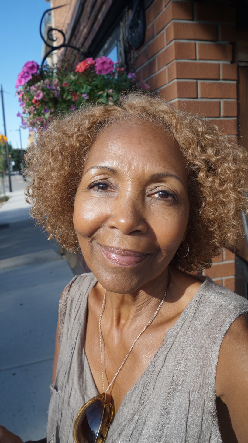 Warm Golden Curly Crop with Soft Root Shadow
