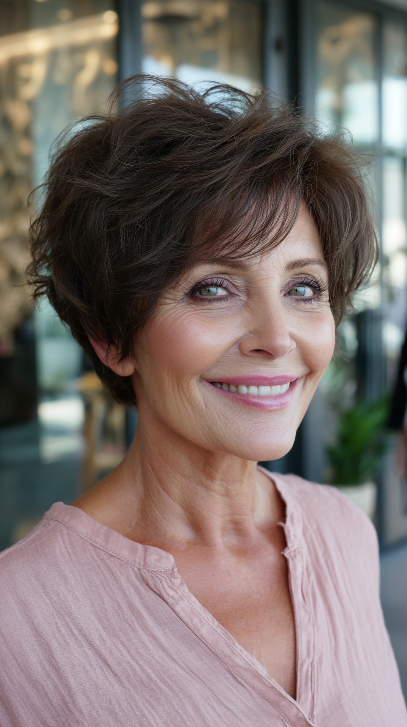 Airy Crown-Textured Pixie with Soft Micro-Swoop Fringe